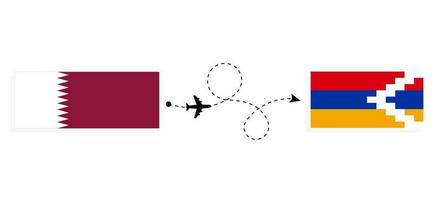 vuelo y viaje de qatar a artsakh por concepto de viaje en avión de pasajeros vector