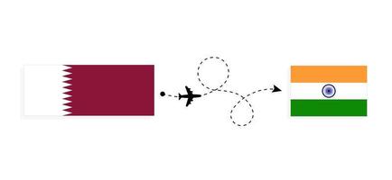 vuelo y viaje de qatar a india por concepto de viaje en avión de pasajeros vector