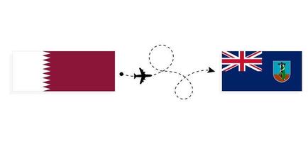 vuelo y viaje de qatar a montserrat por concepto de viaje en avión de pasajeros vector