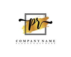 PR Initial handwriting logo concept vector