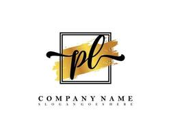PL Initial handwriting logo concept vector