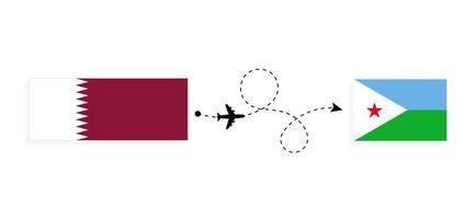 vuelo y viaje de qatar a djibouti por concepto de viaje en avión de pasajeros vector