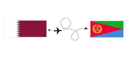 vuelo y viaje de qatar a eritrea por concepto de viaje en avión de pasajeros vector