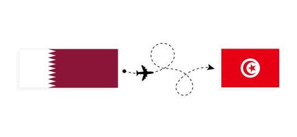 Flight and travel from Qatar to Tunisia by passenger airplane Travel concept vector