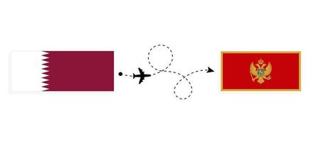 Flight and travel from Qatar to Montenegro by passenger airplane Travel concept vector