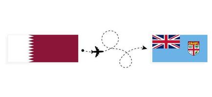 vuelo y viaje de qatar a fiji por concepto de viaje en avión de pasajeros vector