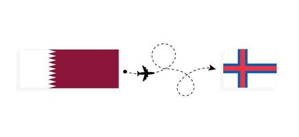 Flight and travel from Qatar to Faroe Islands by passenger airplane Travel concept vector