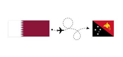 vuelo y viaje de qatar a papua nueva guinea por concepto de viaje en avión de pasajeros vector