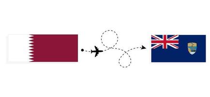 Flight and travel from Qatar to Saint Helena by passenger airplane Travel concept vector