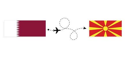 Flight and travel from Qatar to Macedonia by passenger airplane Travel concept vector