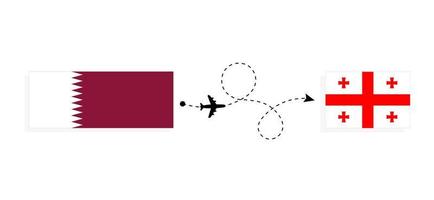 vuelo y viaje de qatar a georgia por concepto de viaje en avión de pasajeros vector