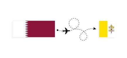 Flight and travel from Qatar to Vatican by passenger airplane Travel concept vector