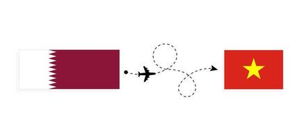 vuelo y viaje de qatar a vietnam por concepto de viaje en avión de pasajeros vector