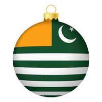 Christmas tree ball with Azad Jammu and Kashmir flag. Icon for Christmas holiday vector