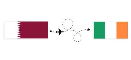 Flight and travel from Qatar to Ireland by passenger airplane Travel concept vector