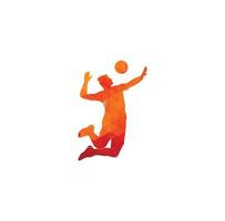 volleyball player logo.Abstract volleyball player jumping from a splash. Volleyball player serving ball. vector