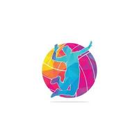 volleyball player logo.Abstract volleyball player jumping from a splash. Volleyball player serving ball. vector