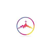 church logo designs with mountain, minimalist logo. People church vector logo design template. Church and Christian organization logo.