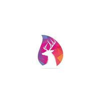 plantilla de diseño de logotipo de concepto de forma de gota de cabeza de ciervo. vector