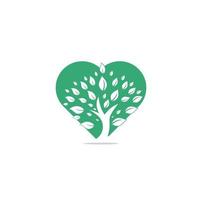 diseño de logotipo de concepto de forma de corazón de árbol verde. diseño de vector de elemento orgánico abstracto. icono de concepto de logotipo de vida feliz de ecología. diseño de logotipo de árbol