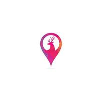 Deer and map pointer logo design. Deer locator logo design. vector