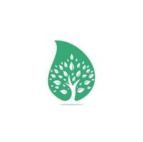 diseño de logotipo de concepto de forma de gota de árbol verde. diseño de vector de elemento orgánico abstracto. icono de concepto de logotipo de vida feliz de ecología. diseño de logotipo de árbol