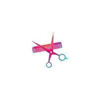 Logo for barbershop, hair salon. Scissors icon barbershop logo sign. Scissor comb barbershop logo design. vector