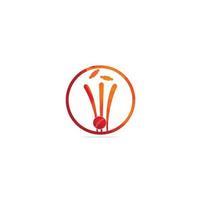 wickets de cricket y logo de pelota. logotipo de wicket y fianzas, signo de equipo. logotipo del campeonato de críquet. Ilustración de vector de emblema de deporte moderno. logotipo de grillo