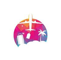 Beach logo design template. summer logo designs. Tropical beach and palm tree logo design vector
