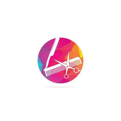 Logo for barbershop, hair salon. Scissors icon barbershop logo sign. Scissors, comb and razor, barber icon and logo.