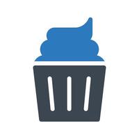 ilustración de vector de cupcake en un fondo. símbolos de calidad premium. iconos vectoriales para concepto y diseño gráfico.