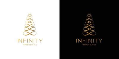 diseño de logotipo de edificio infinito moderno y único vector