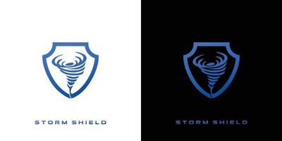 diseño de logotipo de escudo de tormenta moderno y simple vector