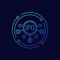 IPO icon, Initial public offering linear design vector
