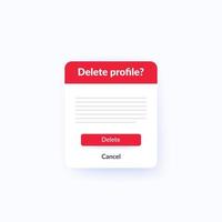 Delete profile form, vector design