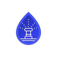 water sprinkler, irrigation system line icon with a drop vector