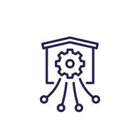 warehouse, distribution and logistics optimization line icon vector