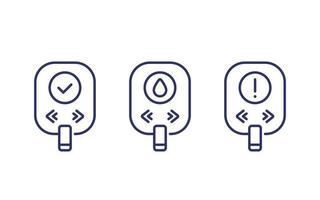 Glucose monitor, glucometer line icons vector