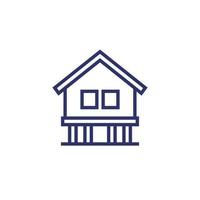 Stilt house line icon, vector