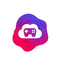 icono de juegos en la nube con nube y gamepad vector