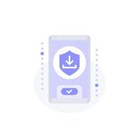 Secure download icon with a smartphone vector