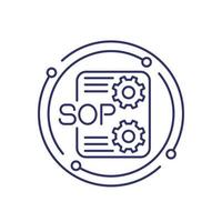 icono de sop, diseño de vector de línea de procedimiento operativo estándar