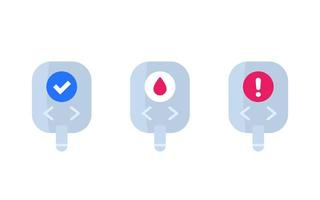 Glucose monitor, glucometer vector icons