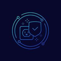 surge protection line icon with shield, vector