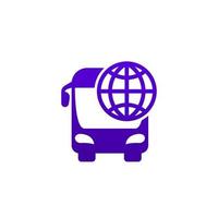 viaje en autobús o icono de recorrido en blanco vector