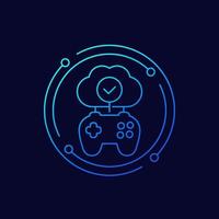 Cloud gaming line vector icon