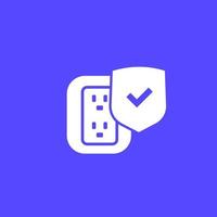 surge protection icon with shield, vector