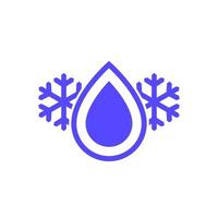 icono de gota de refrigerante con copos de nieve, vector