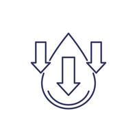 low water level icon with arrows, line vector