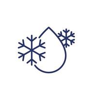 coolant drop line icon with snowflakes vector